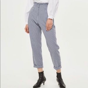Topshop Ruffle Waist Gingham Trousers